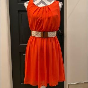 In SF Coral Belted Dress